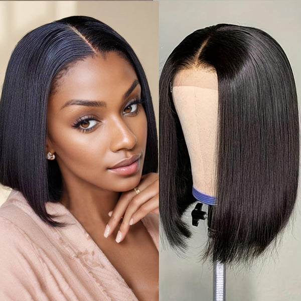 4x4 Lace Closed Non-toxic Wig, Synthetic Wig, Straight Wave Head, 10-inch Non-adhesive Lace Front Piece, Suitable For The Whole Scene.
